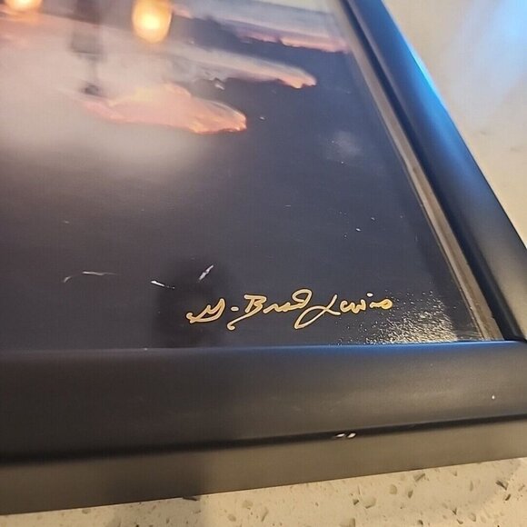 Black Framed Art Photo Hawaii Volcano Lava Signed G Brad Lewis 12x15" Photograph - Picture 2 of 6